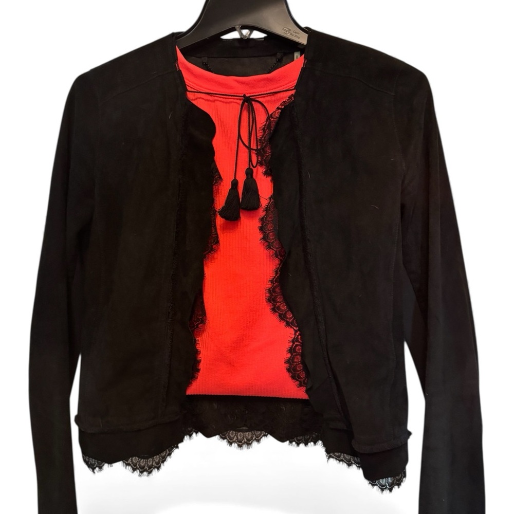 ElieTahari Women’s Suede Blazer Weight Jacket Black XS